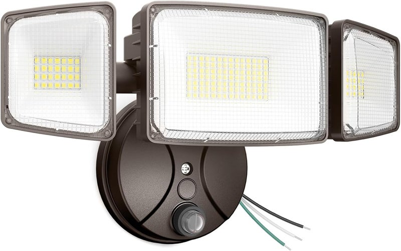 Onforu 100w Dusk to Dawn Outdoor Lighting,11000LM Led Outdoor Light from Dusk Till Dawn,Super Bright Flood Light,IP66 Waterproof Exterior Security Brown Light Fixture,3 Heads Photocell for Garage,Yard - Image 1